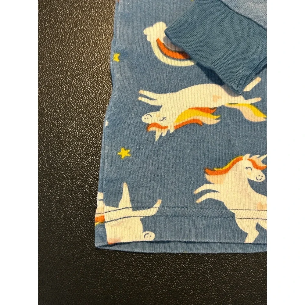 Old Navy Toddler Girls Unicorn Rainbow Pajama Set Blue 2-Piece 3T Cotton 1465